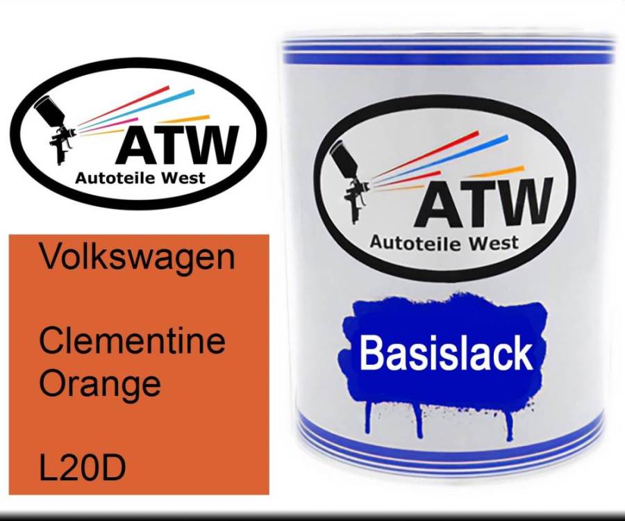 Volkswagen, Clementine Orange, L20D: 1L Lackdose, von ATW Autoteile West.